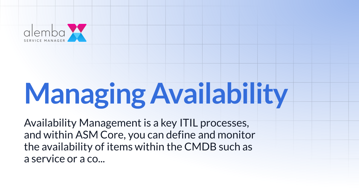 Managing Availability | ASM GAIA 10.4 | ASM EOS 10.5