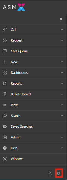 The cog is in the lower right-hand corner