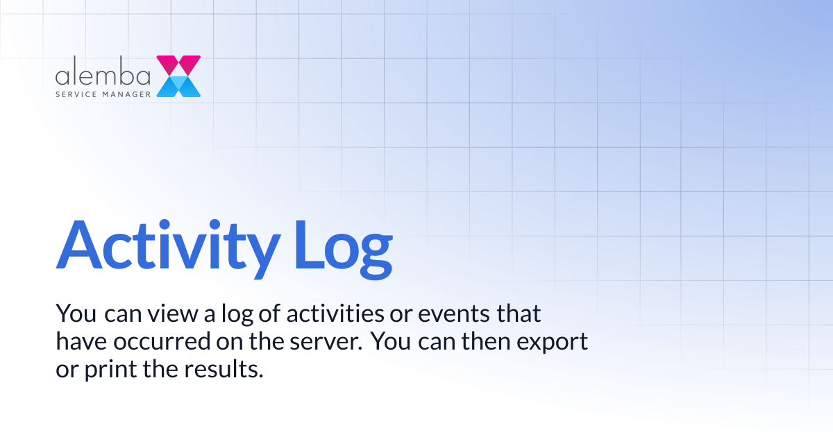 Activity Log | ASM EOS 10.5