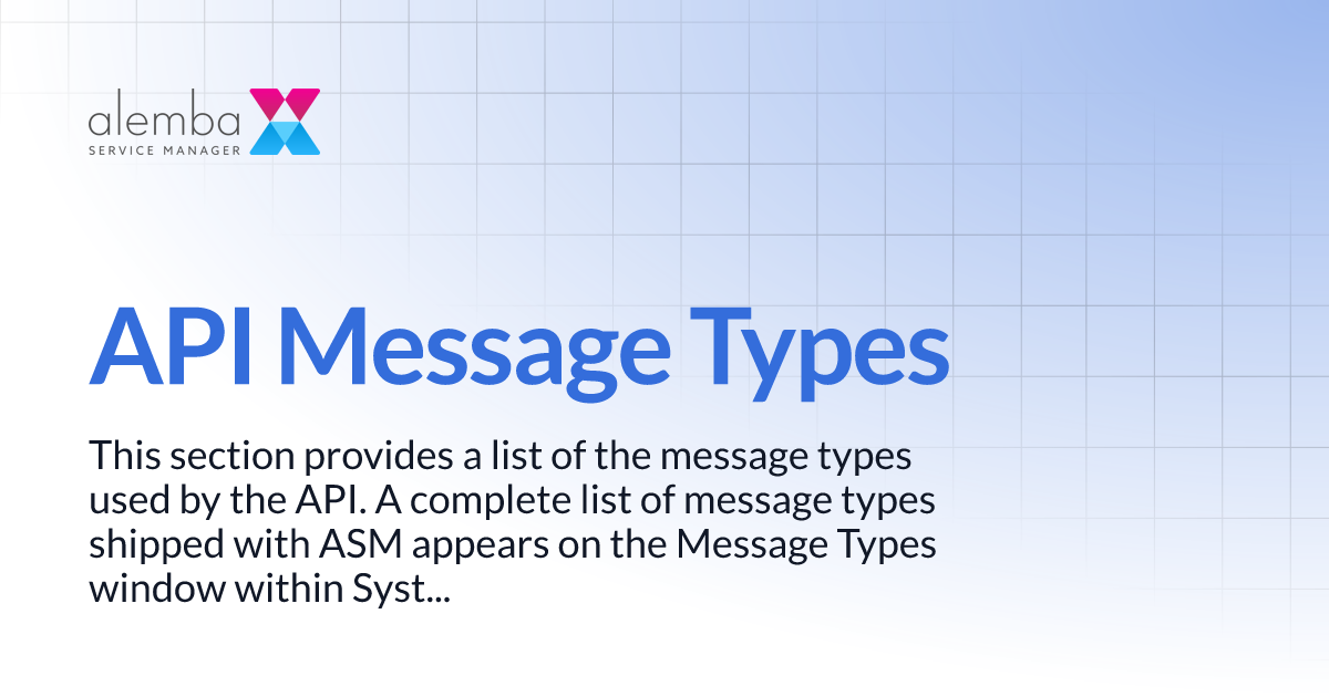 API Message Types | ASM EOS 10.5