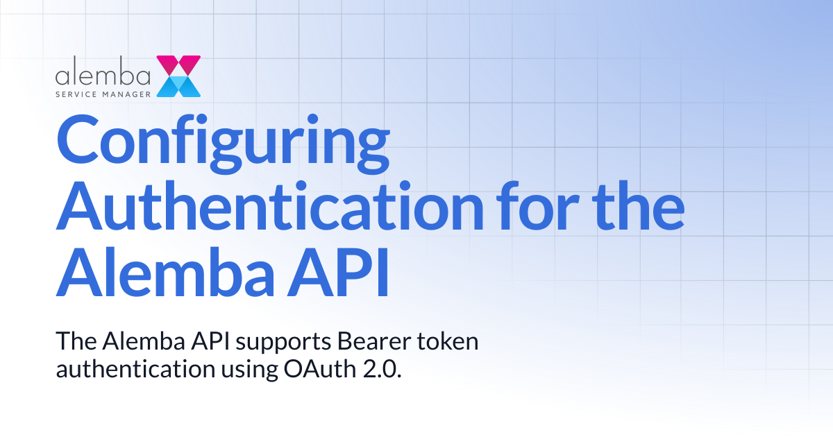 Configuring Authentication for the Alemba API | ASM EOS 10.5