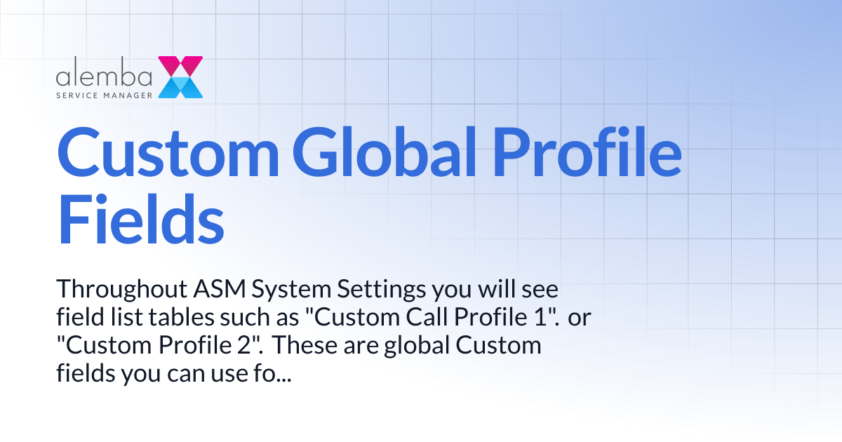 Custom Global Profile Fields | ASM EOS 10.5