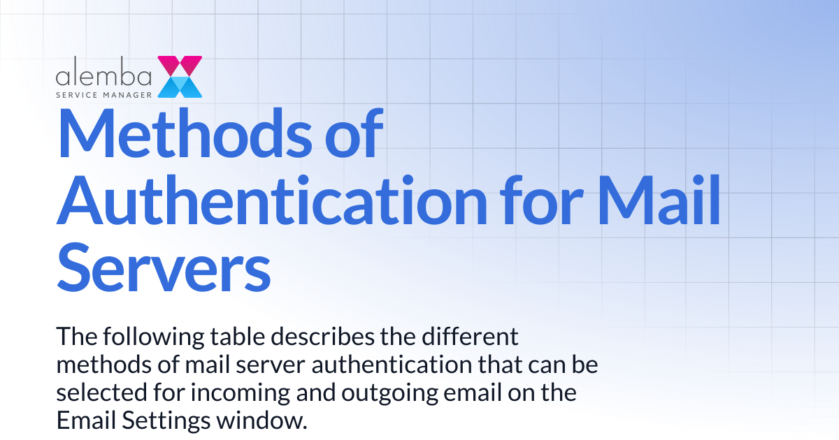 Methods of Authentication for Mail Servers | ASM GAIA 10.4