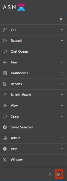 The cog is in the lower right-hand corner