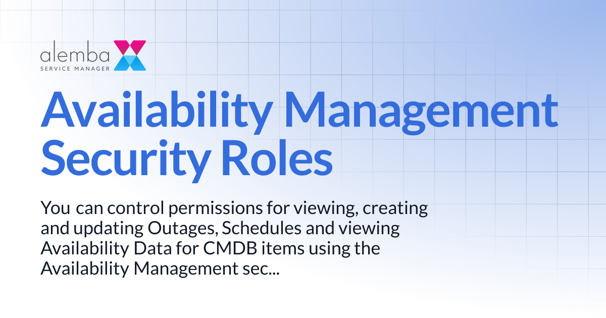 Availability Management Security Roles | ASM Hermes