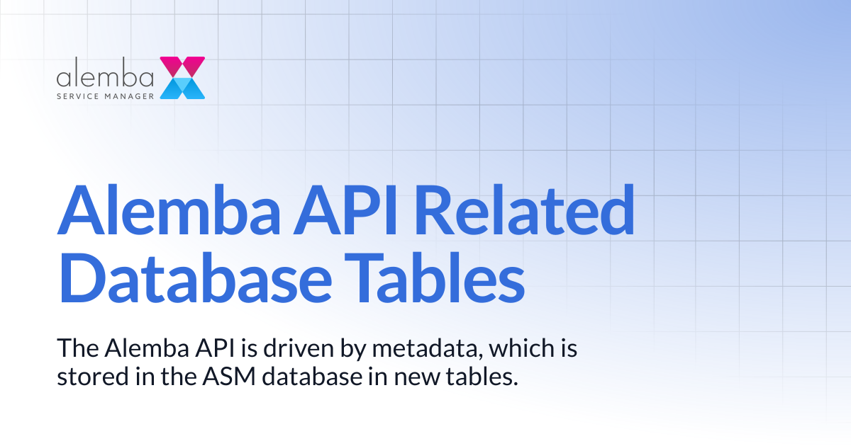 Alemba API Related Database Tables | ASM Hermes