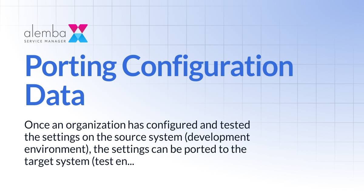 Porting Configuration Data | ASM Legacy Product Documentation