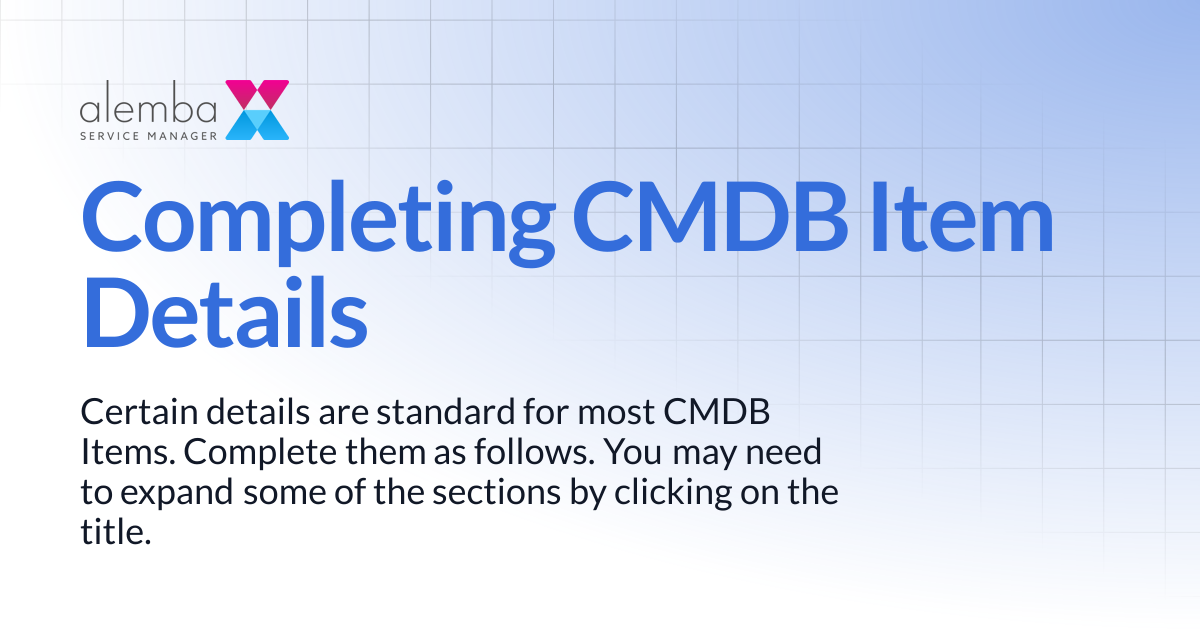 Completing CMDB Item Details | ASM Legacy Product Documentation