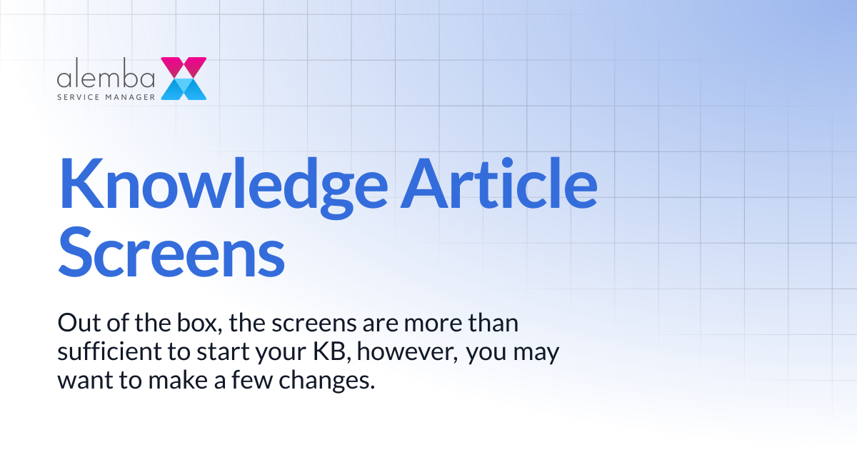 Knowledge Article Screens | ASM Legacy Product Documentation
